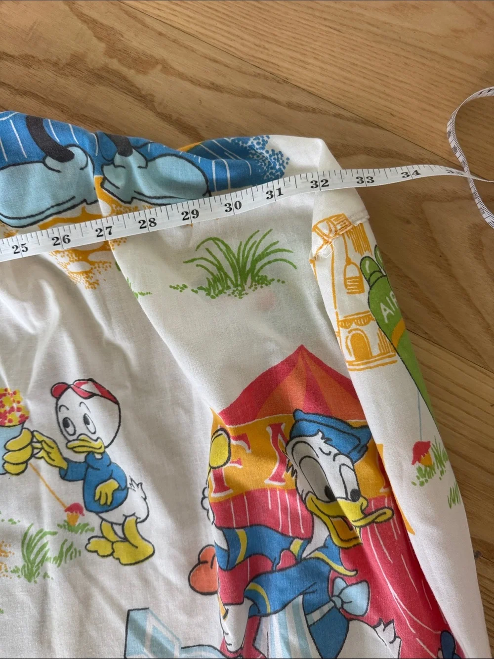 Vintage Disney Mickey Mouse Carnival Twin Fitted Sheet Donald Goofy USA
